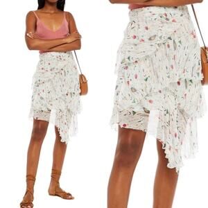 Isabel Marant Jeezon Gathered Asymmetrical Printed Silk Skirt in Erell‎ Sz 42